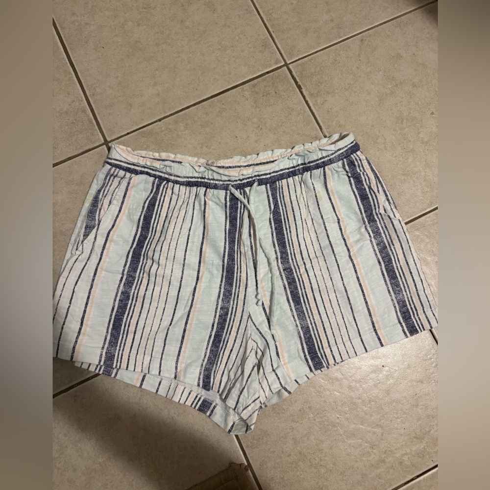 Z Supply High Waist Blue and White Striped Shorts